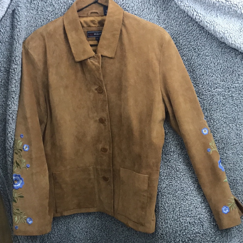 SOLD Vintage Suede Leather Embroidery Dolly Jacket